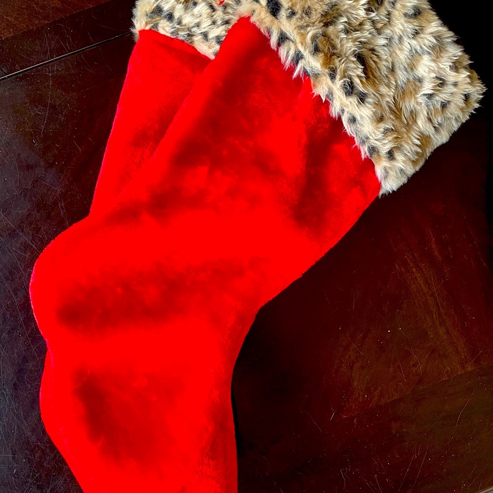 Stocking Christmas red and leopard skin set of 2